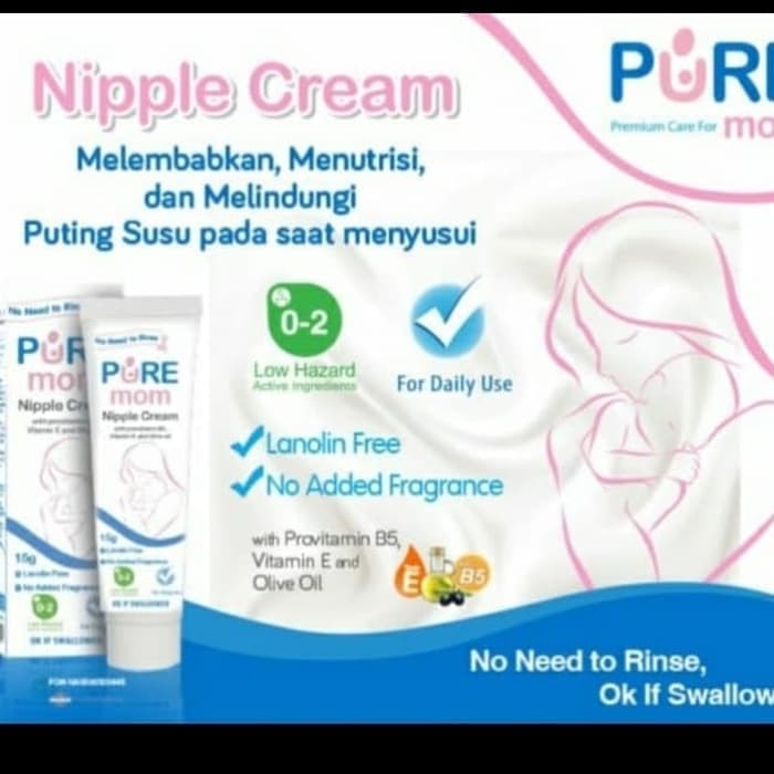 Pure Mom Nipple Cream 15g Krim Pelindung Puting Susu Ibu Menyusui