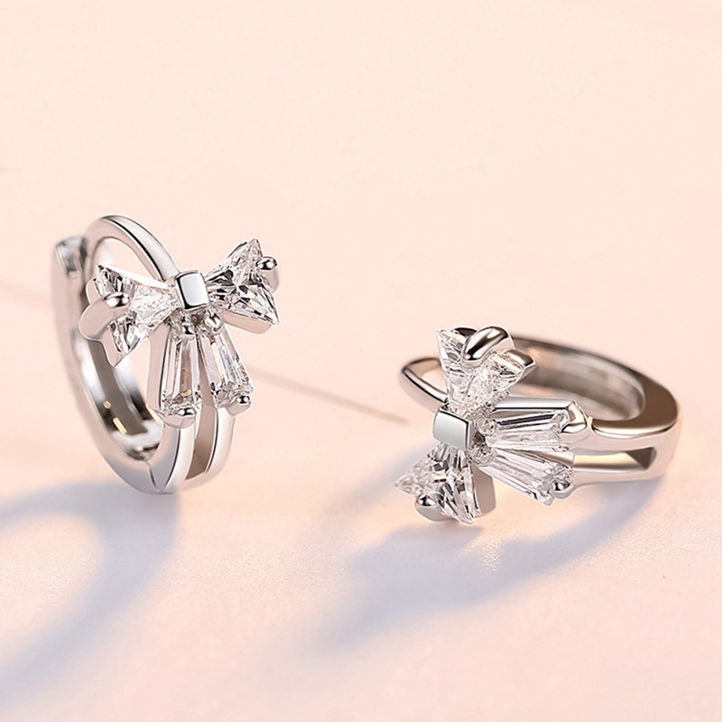 Fancyqube Anting Hoop Sterling Silver 925 Bentuk Lingkaran Aksen Pita Untuk Wanita