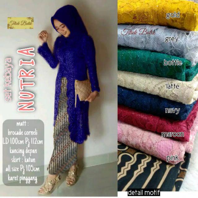 Setelan kebaya kondangan brokat jumbo nutria Asmara gown #1 ORIGINAL BEST SELLER READY JUMBO LD #120 DAHLIANA SET KEBAYA NUTRIA SET BROKAT BRUKAT ROK MOTIF LURIK PESTA KONDANGAN BRIDESMAID HIJAU BOTOL Baju Gamis Brokat Kebaya Batik Murah Pesta Kondangan-NAVY