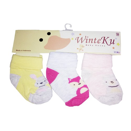 3 Pasang Kaos Kaki Bayi Winteku-Motif Girl&amp;Boy set 3in1 Murah-Vegasus Store(COD)