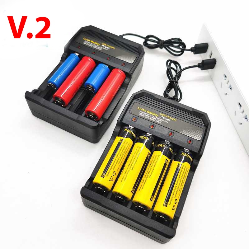 Charger Baterai 18650 4 Slot USB Battery 10440 14500 16340 16650 14650 18350 Batere Batre