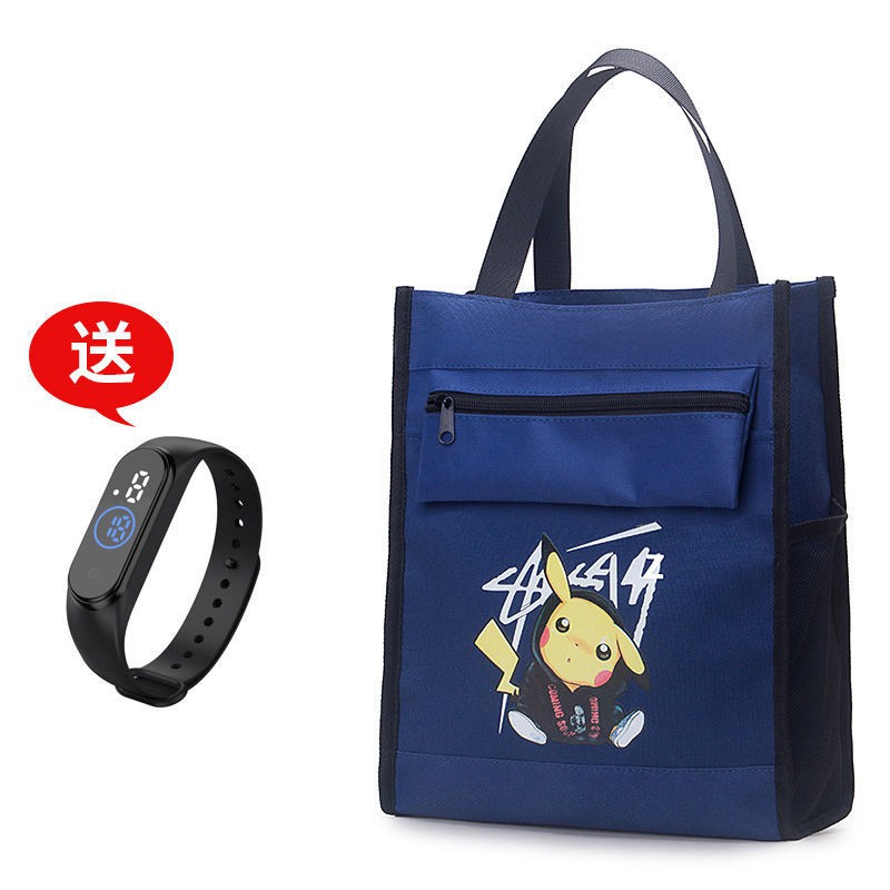 ♦> Pikachu siswa laki-laki dan perempuan tas jinjing les anak-anak membawa buku kapasitas besar pek