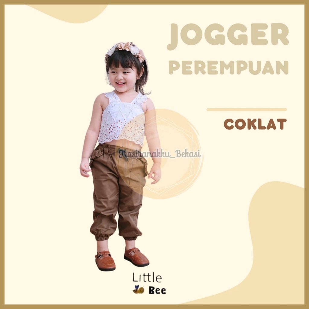 Jogger Anak Perempuan Warna Coklat size 1-5Tahun