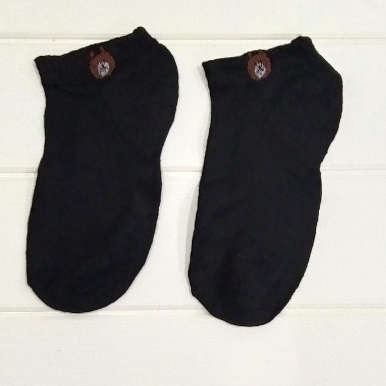 ✧YUKSHOPING✧ Kaos Kaki Fashion Unisex Motif Line Beruang Brown Wanita Pria Murah R109 K010-MOTIF 1 HITAM