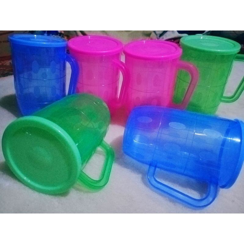 gelas plastik gagang warna