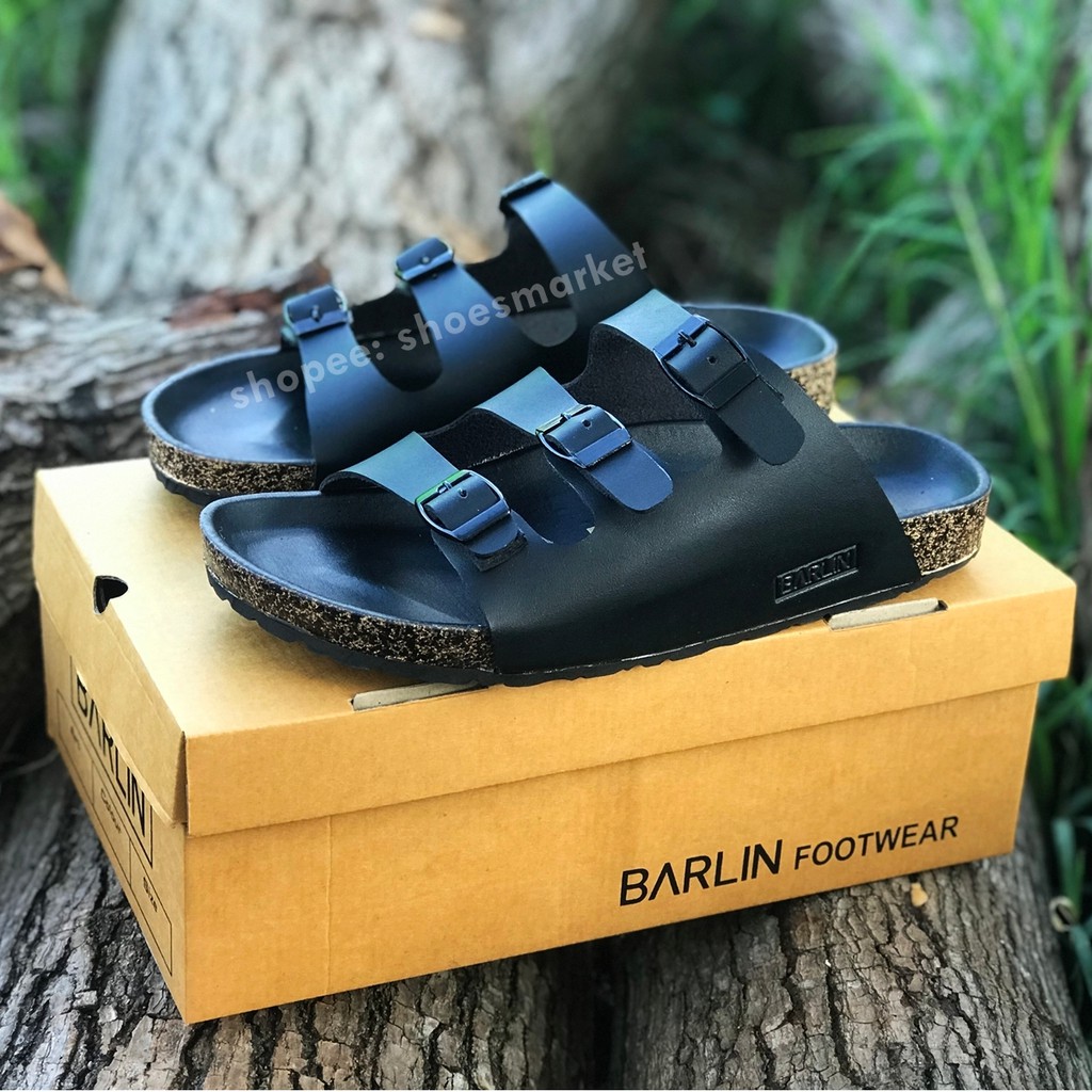 Sandal Casual Pria Slop Full Black Original Barlin