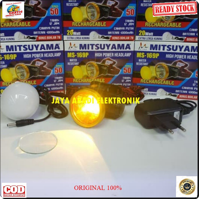 G402 MITSUYAMA LED LAMPU SENTER KEPALA CAS CASAN HEADLAMP HEAD BATERAI PUTIH KUNING LED SINAR CAHAYA TERANG RECHARGEABLE TAHAN AIR WATERPROOF BATERAI CHARGER MULTI UNIVERSAL TAHAN 12 JAM BONUS LAMPU GANTUNG LED WARNA LAMPU BISA GANTI PUTIH ATAU KUNING