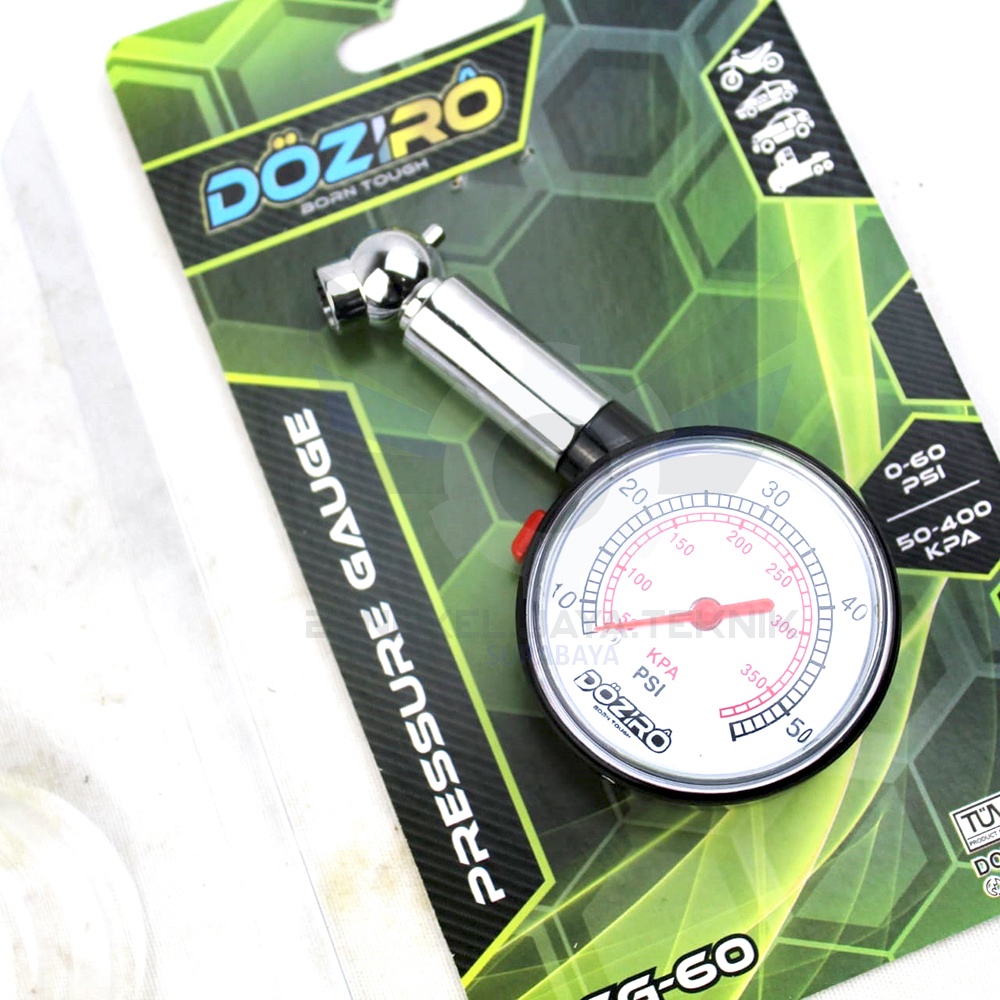 DOZIRO Pengukur Tekanan Ban Bulat/ Manometer Pressure Gauge