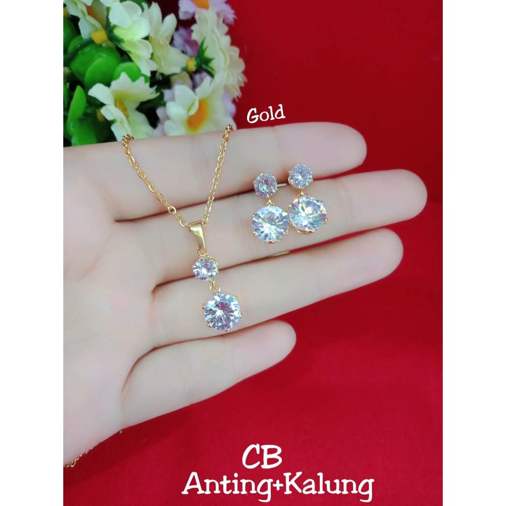 SET PERHIASAN TITANIUM BATU ZYRCON ASLI