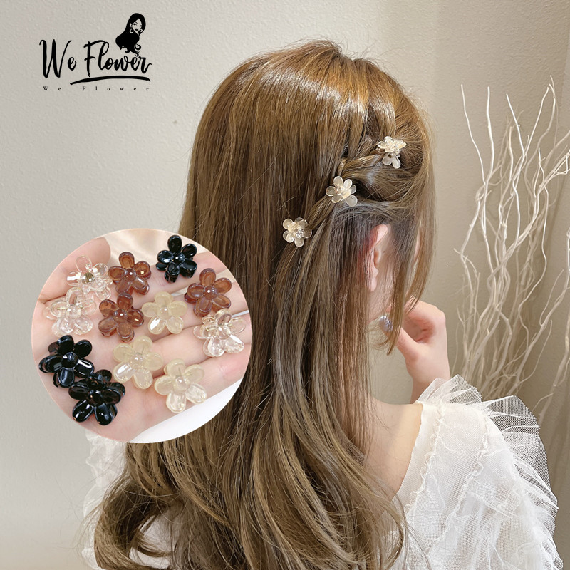 Korean Transparent Acrylic Mini Flower Claw Hair Clip Braiding Tool Girls Small Colorful Hairpin