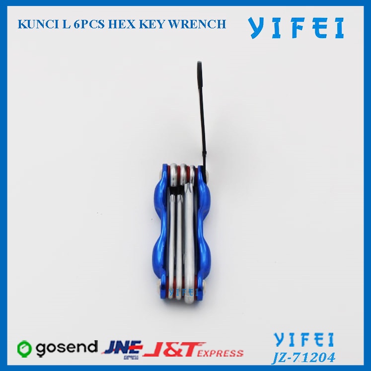 Kunci L Lipat Set Folding Hex Key Tool Set 6 pcs/YIFEI-71204 - Biru