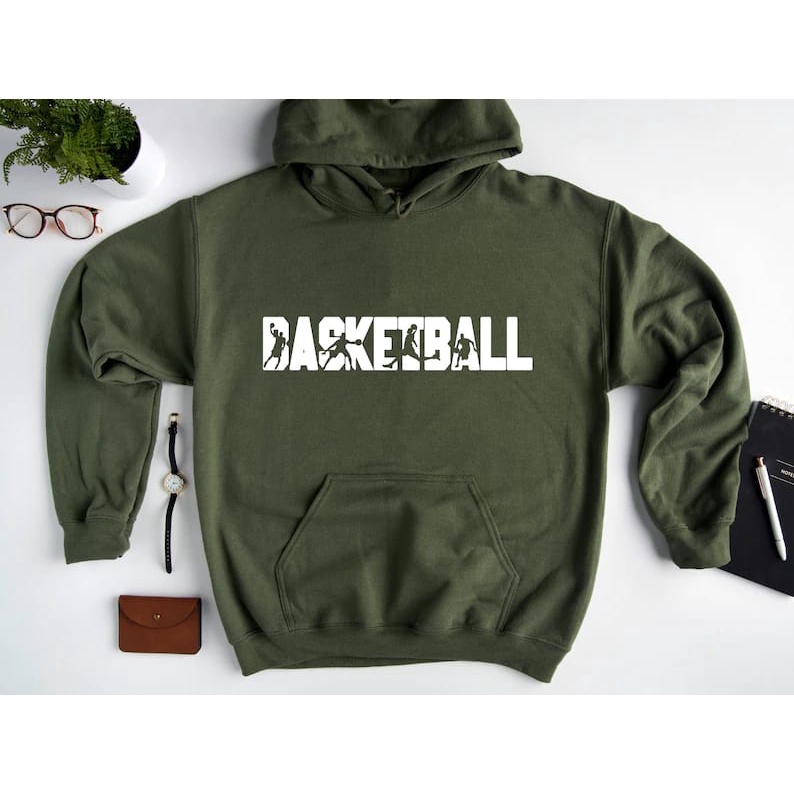 HOODIE UNISEX BASKETBALL TEXT ART - JUMPER KEKINIAN TEBAL PREMIUM