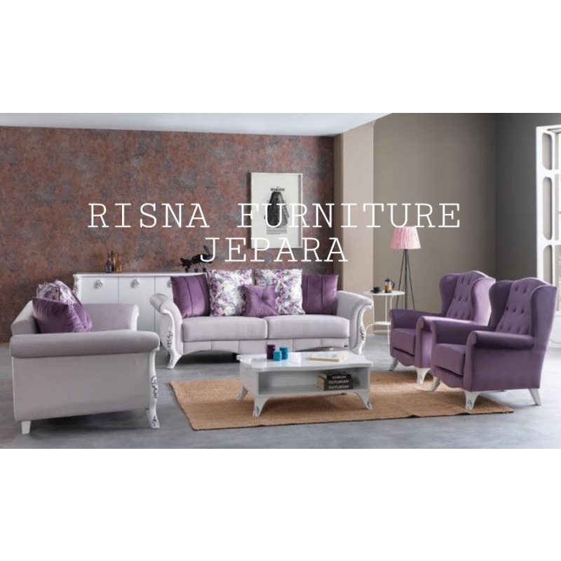 SOFA TAMU MEWAH ELEGAN/KURSI TAMU DUCO PUTIH KOMBINASI