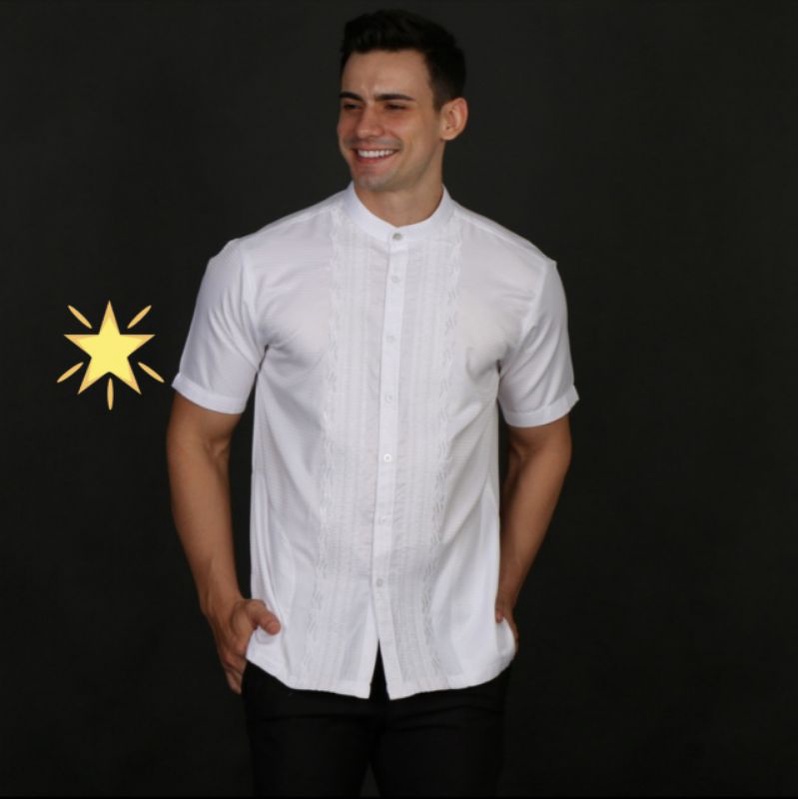 Baru/baju Koko putih polos lengan pendek bordir/baju koko putih dewasa/ baju Koko putih model skr