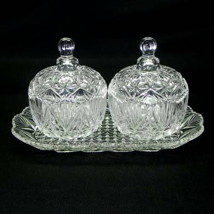 Toples Kristal Kaca Bulat Set Isi 2pcs+tatakan
