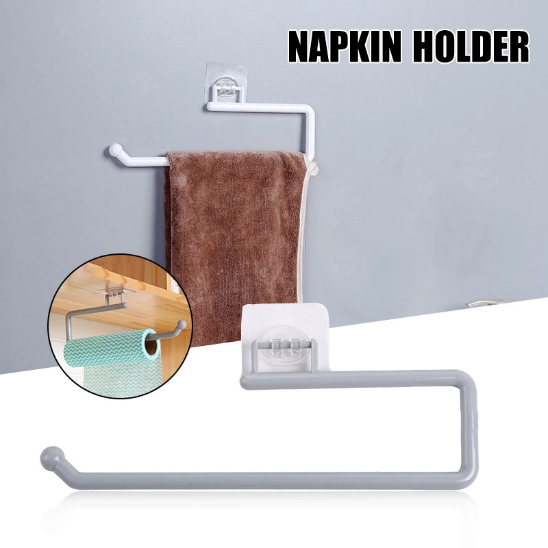 1pcs Adjustable Self-adhesive Toilet Plastic Paper Roll Towel Holder