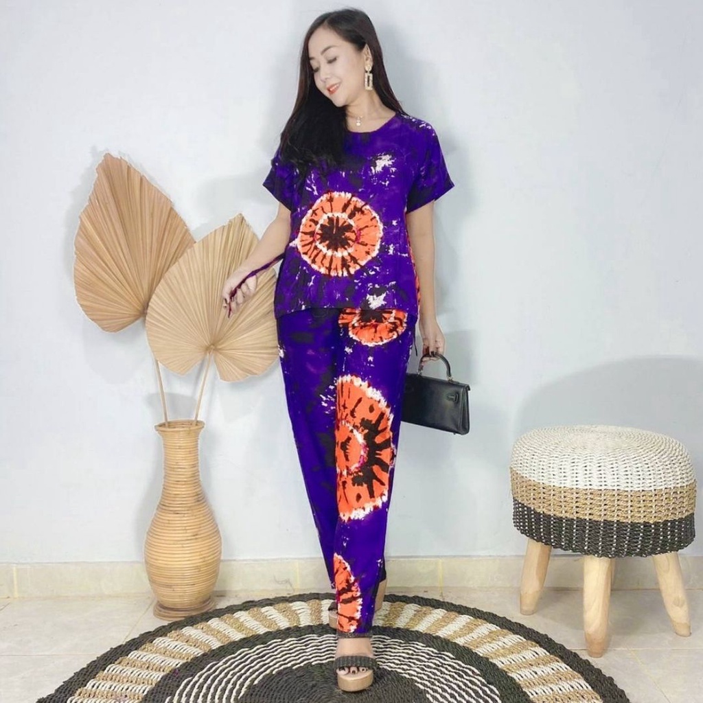Daster Babydoll Panjang Bali-SET SUNMORI UNGU