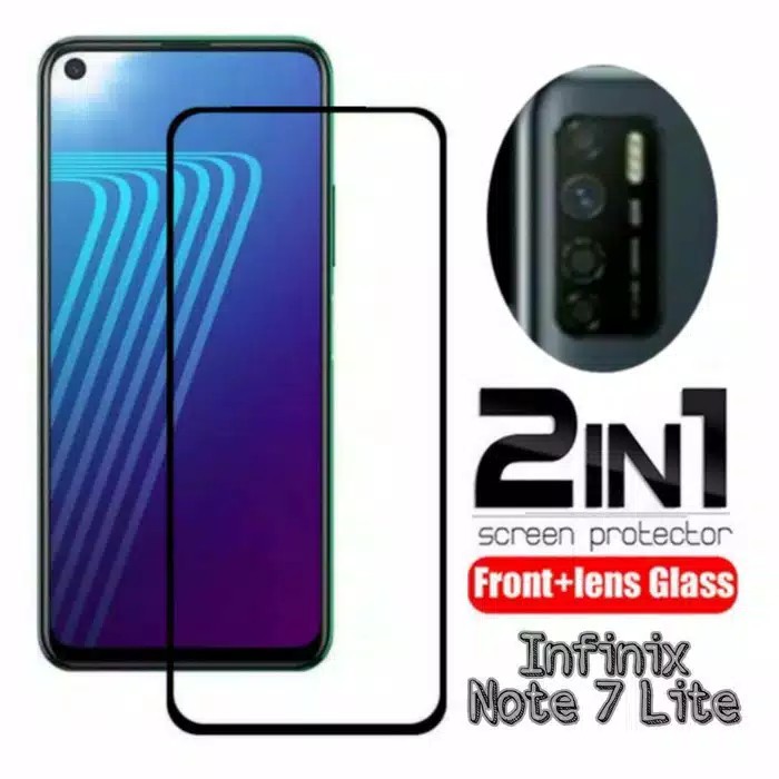 Tempered Glass Infinix Note 7 Lite Paket TG Warna Antigores Layar dan Kamera Infinix Note 7 Lite