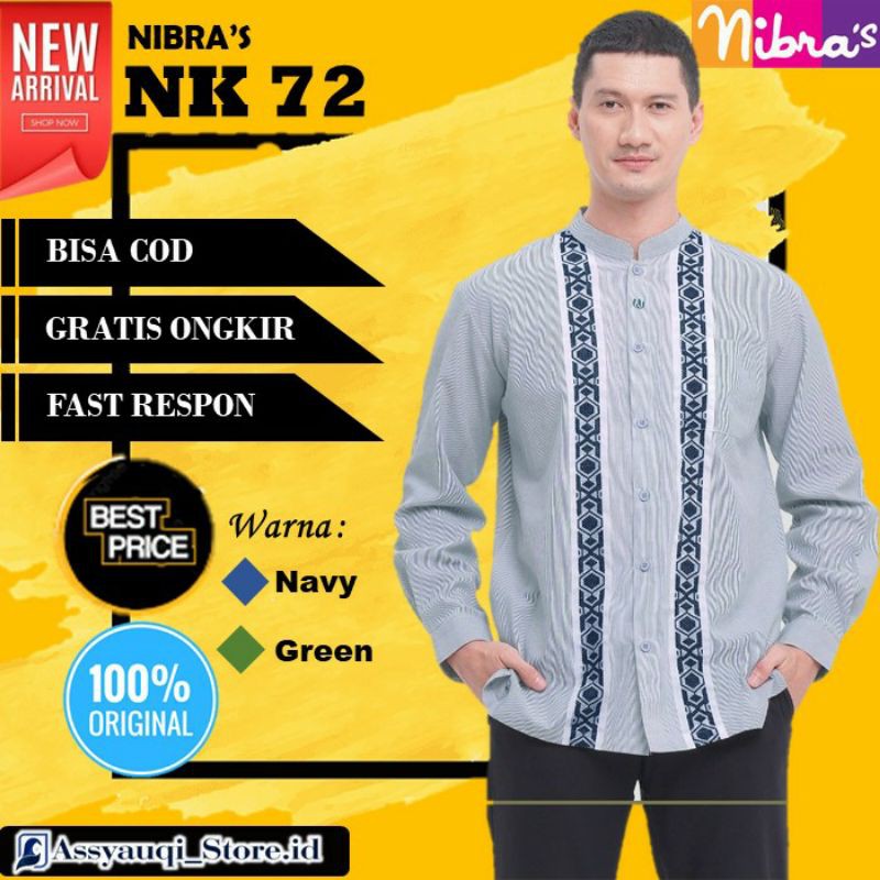 BAJU BUSANA PAKAIAN MUSLIM KOKO PRIA LAKI LAKI DEWASA LENGAN PANJANG NIBRAS NK 72 CASUAL TERBARU
