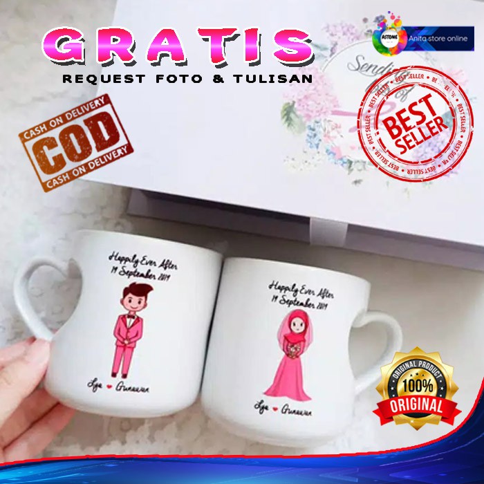 ASTONE Kado untuk wedding  Kado buat cewek Hadiah Ulang tahun Mug Wisuda Custom