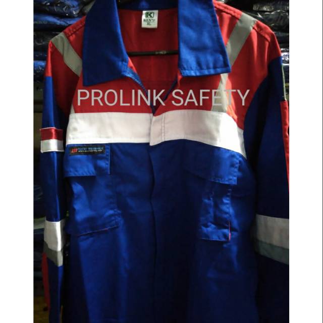 SERAGAM PROYEK BAJU SAFETY MERAH BIRU MODEL PERTAMINA RESLETING