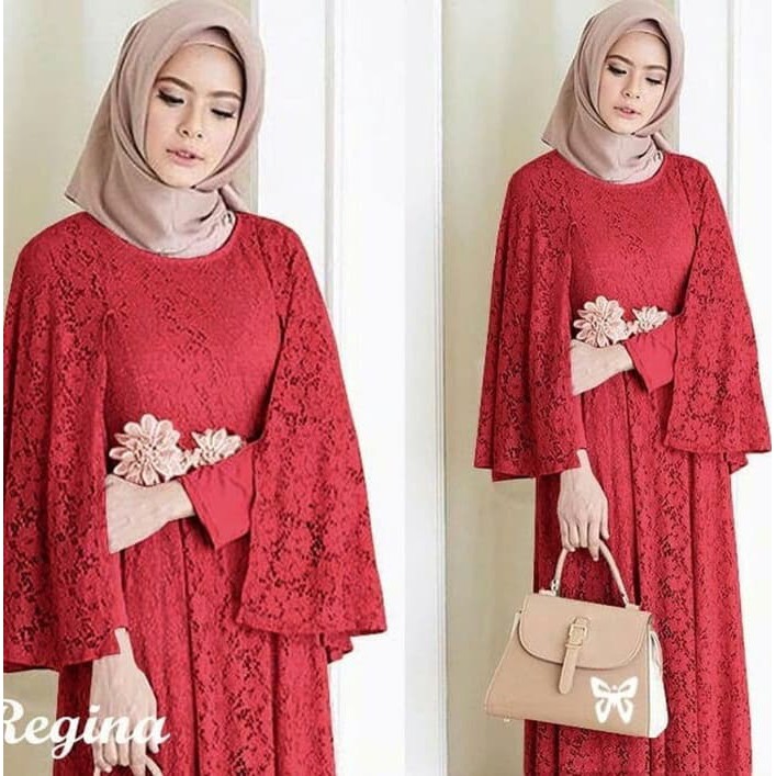gamis MAXI REGINA BRUKAT MERAH CABE [Gamis 0121] SF7 #kampusshopee #gamis #gamisterbaru