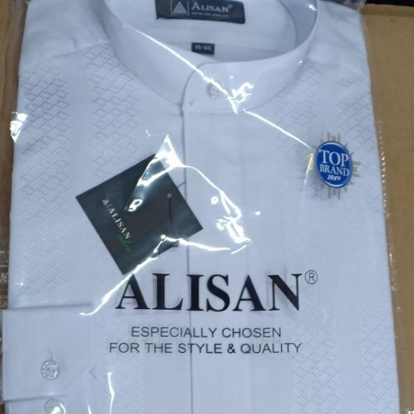 Terlaris Baju Koko Pria Alisan Lengan Panjang - Putih, M