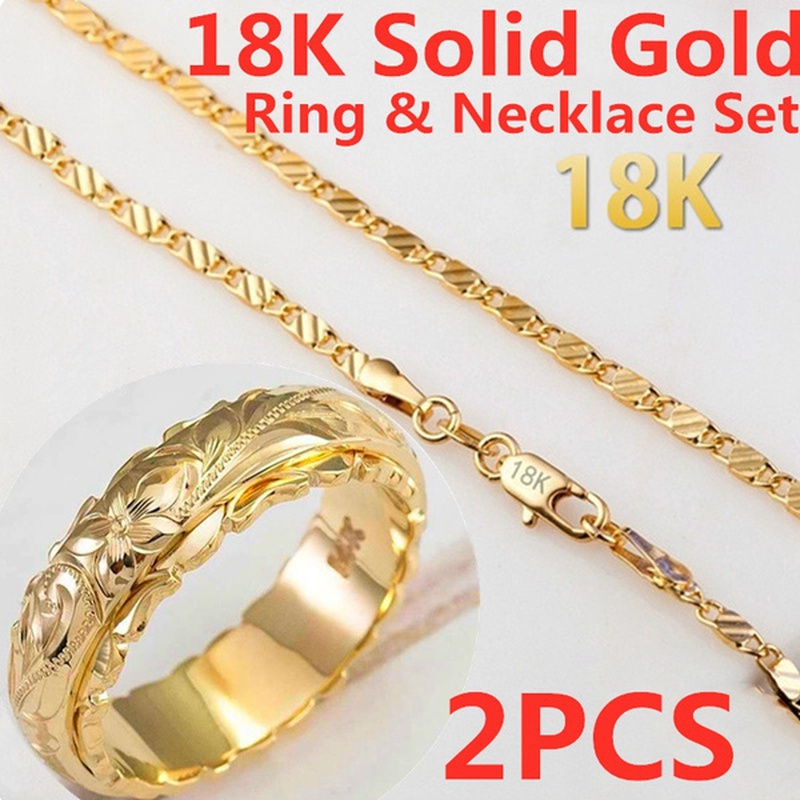 Kalung Cincin Emas 18K Bahan Stainless Steel Untuk Pria