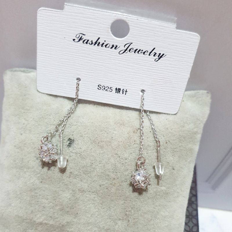 Anting Silver925 Perak Mata kilau Anti Karat anti alergi anting Zircone premium berlian kilap N561