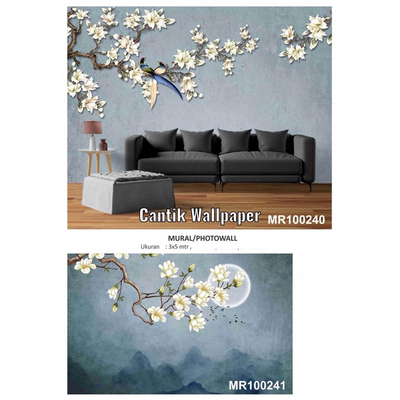 Photowall Mural Dinding 3D Wallpaper Mural Bunga Sakura Tropical 3x5mtr