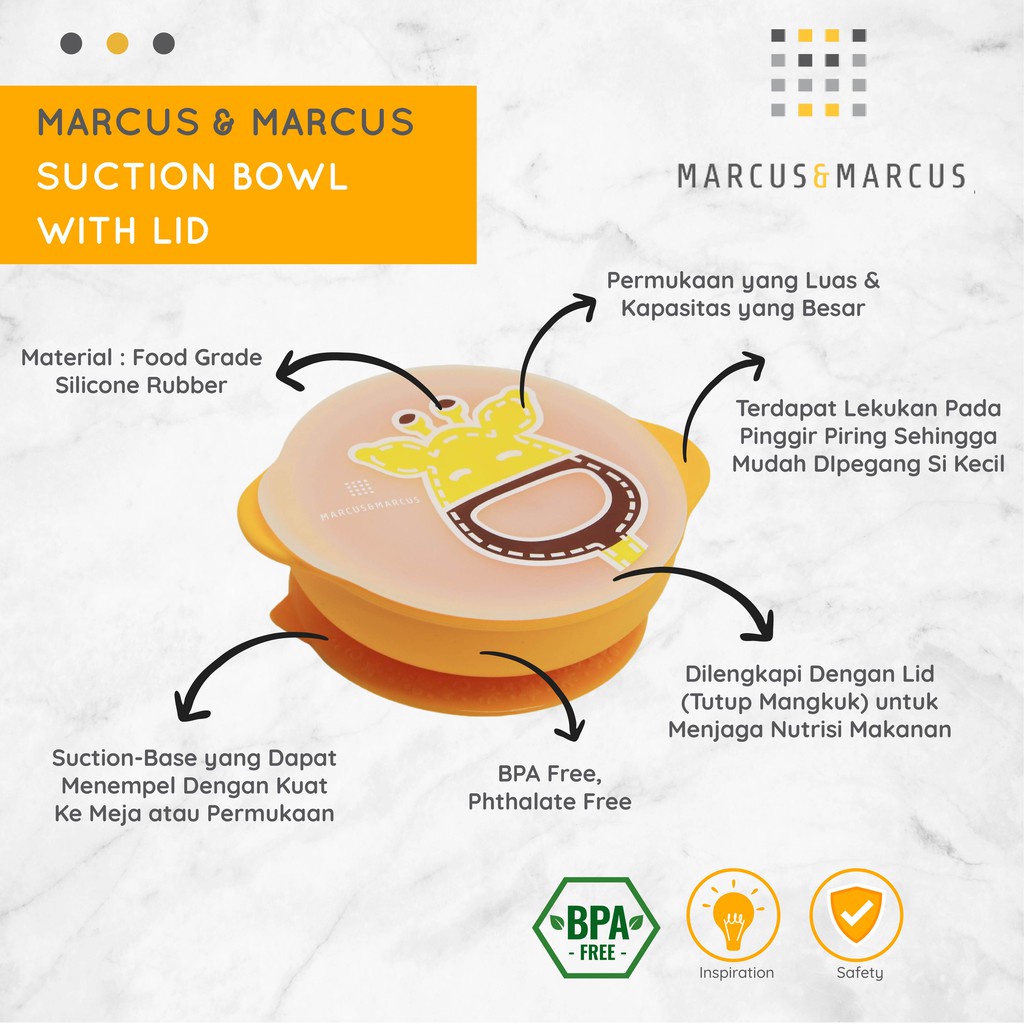 Castle - Marcus &amp; Marcus Silicone Suction Bowl with Lid – Peralatan Makan MPASI Mangkuk Suction MNM