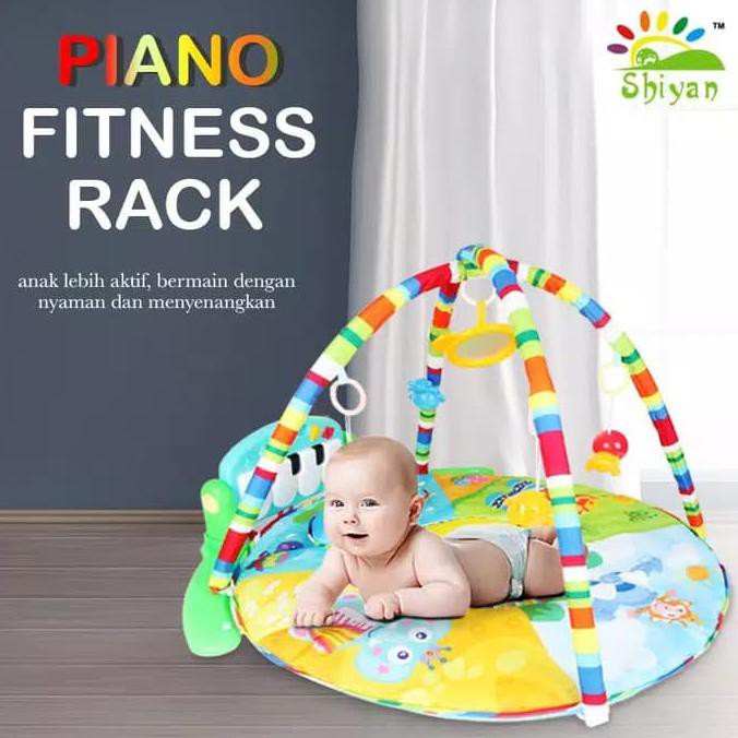 Baby Gym Musical Set Musik Bayi Playgym Playmat Matras Bulat Mainani - Merah Muda - Termurah 