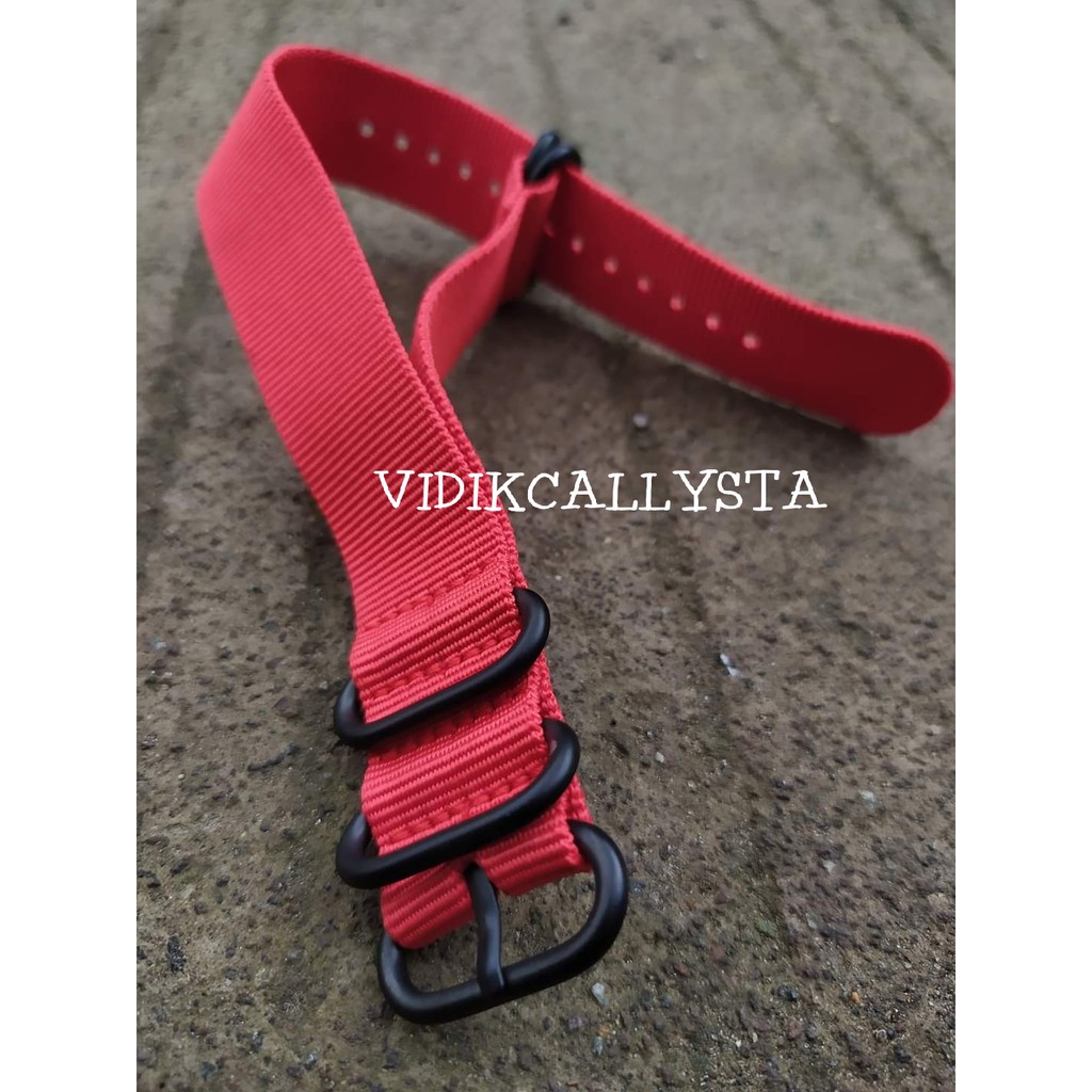 PVD Tali Jam Zulu Oem 5-Ring Strap Jam Tangan Watch Zulu 20mm 18mm 22mm 24mm Nato Zulu Merah Red Edition