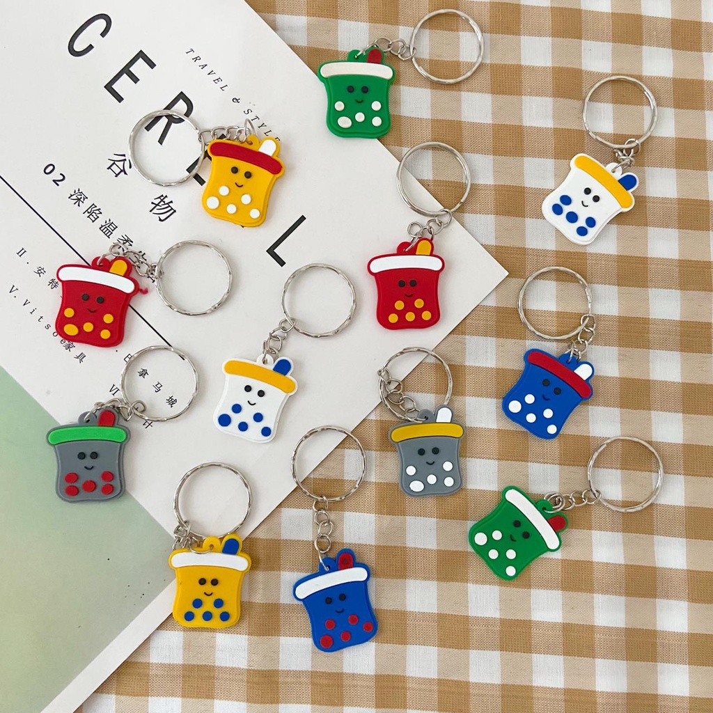 GANTUNGAN KUNCI BOBA TIPIS / Keychain Mini Cup Miniatur Minuman Boba / Bubble Milk Unik Termurah Rea