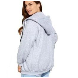 6XT7 MC FASHION WOMEN'S BIG-SIZE HOODIE JACKET WITH POCKET - JULY HOODIE - HITAM AU3E