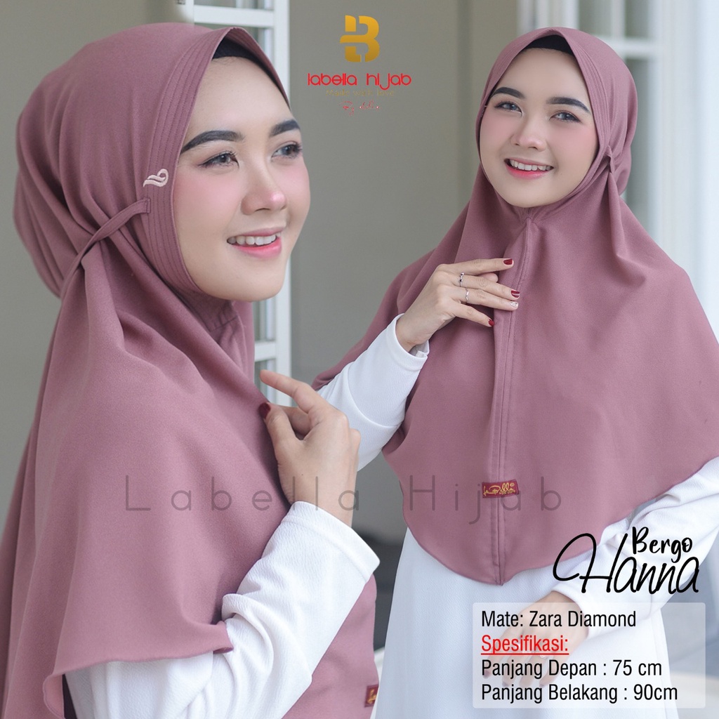 Bergo Hana/LABELLA HIJAB/Hijab Instan/Jilbab Rumahan