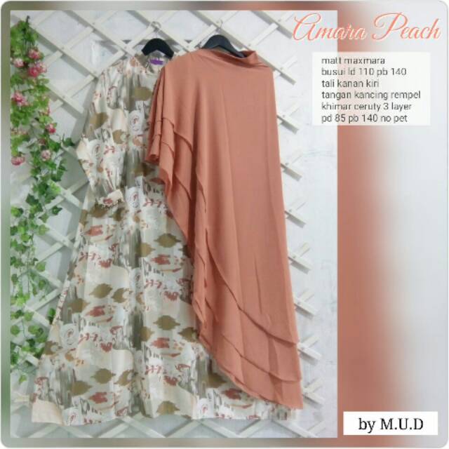 Satu set gamis Amara Peach