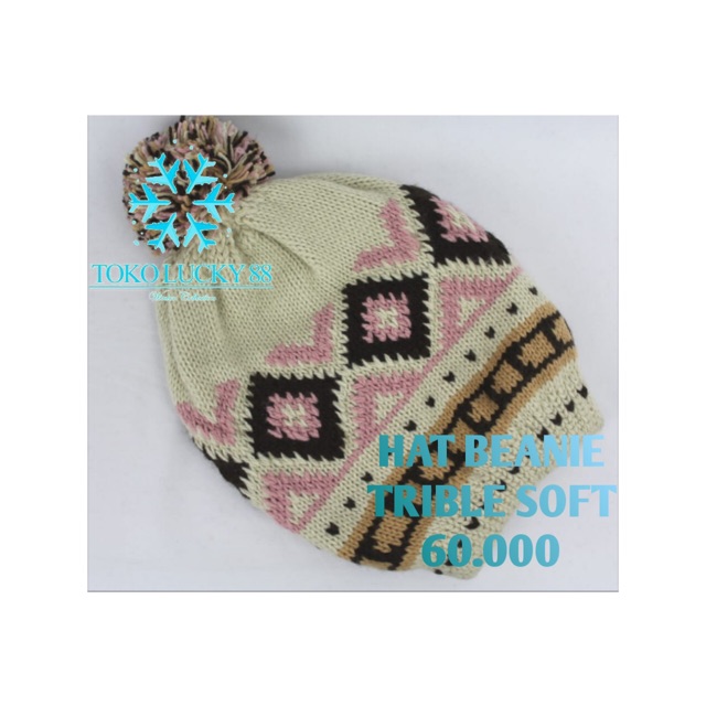 IMPORT Topi Kupluk Rajut Wool Pom Pom Hat Beanie Trible Soft