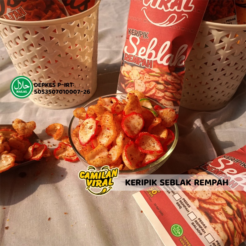 

☑️ (HALAL - IZIN DINKES PIRT) KERIPIK SEBLAK REMPAH - KERIPIK SEBLAK PEDAS - KERIPIK SEBLAK - CEMILAN - PAKET USAHA - CEMILAN VIRAL BY CAMILAN VIRAL
