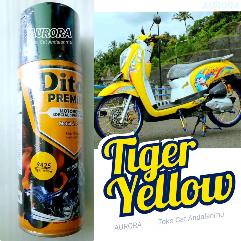 

Cat Kuning Diton Premium Tiger Yellow 9425 Kuning Cerah Bagus Solid Lemon Yelo Yelow Cet Pilok Pilox Pylox Spray Semprot 400ml 400cc