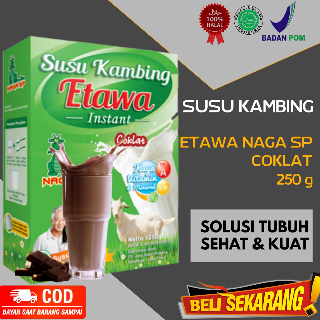 

SUSU KAMBING ETAWA BUBUK NAGA SP RASA COKLAT BERAT 250g BERKUALITAS & BERKHASIAT