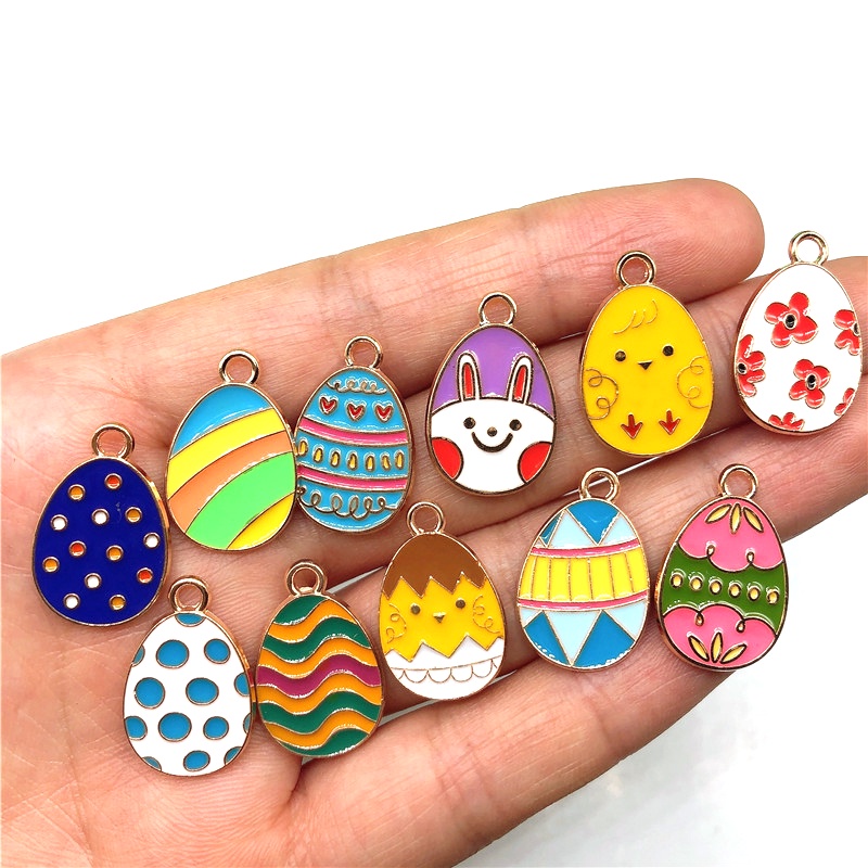 4pcs Liontin Enamel Bentuk Telur Dinosaurus Bahan Alloy Handmade Untuk Membuat Perhiasan