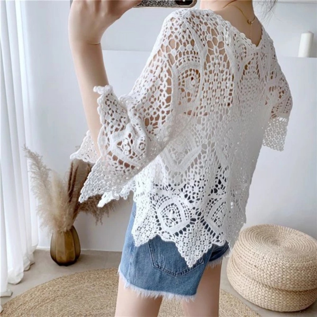 BLOUSE 35110 3M THREE M SOPRADA CROCHET TOP HALUS NYAMAN GROSIR MURAH Fashion IMPORT TERJANGKAU