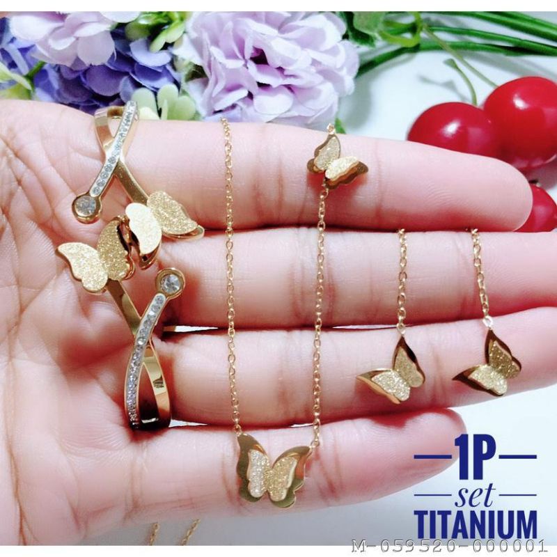 SET PERHIASAN TITANIUM MODEL KUPU-KUPU