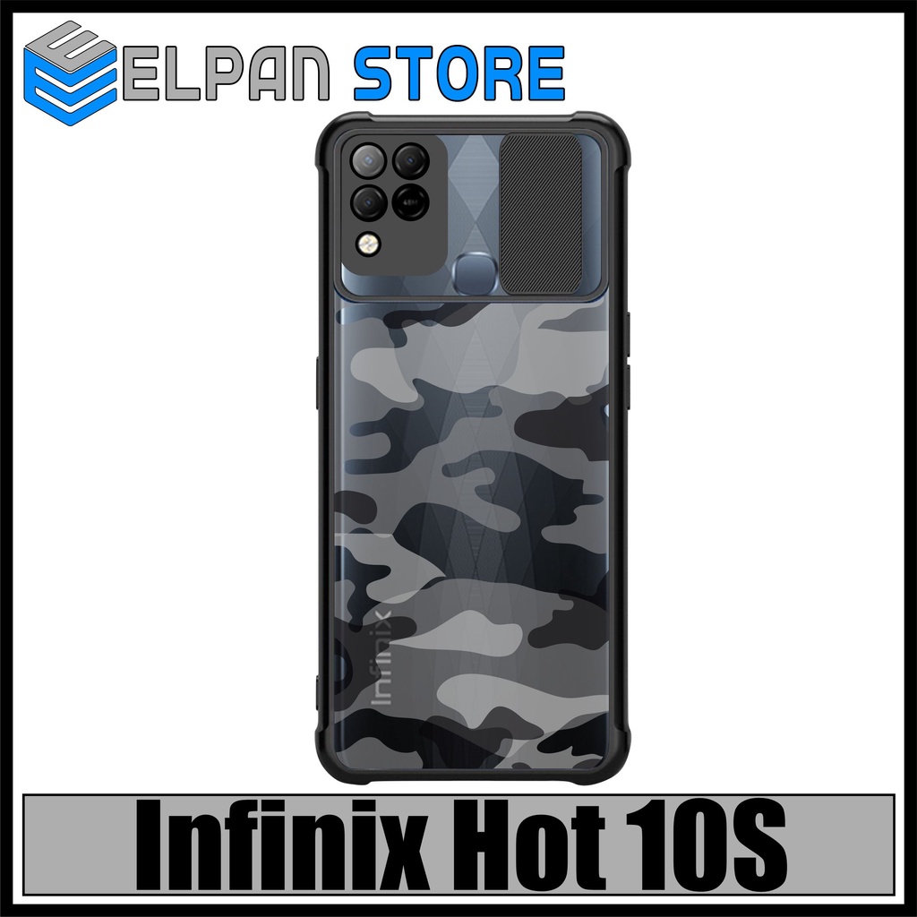 Case Infinix Hot 10S Softcase Slide Army Camera Protect Cover Slide Armor Bumper
