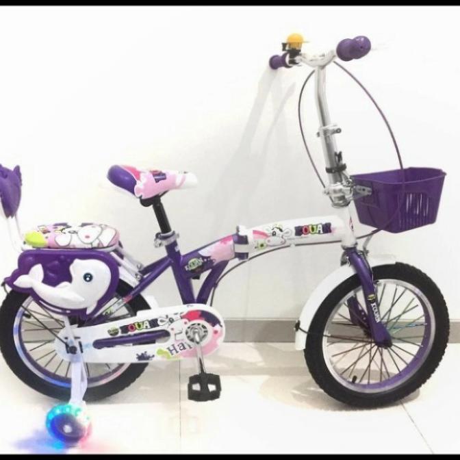 Sepeda Lipat Anak Perempuan Kouan 16 Inch Lumba Lumba Murah Awet Paradilachandra5