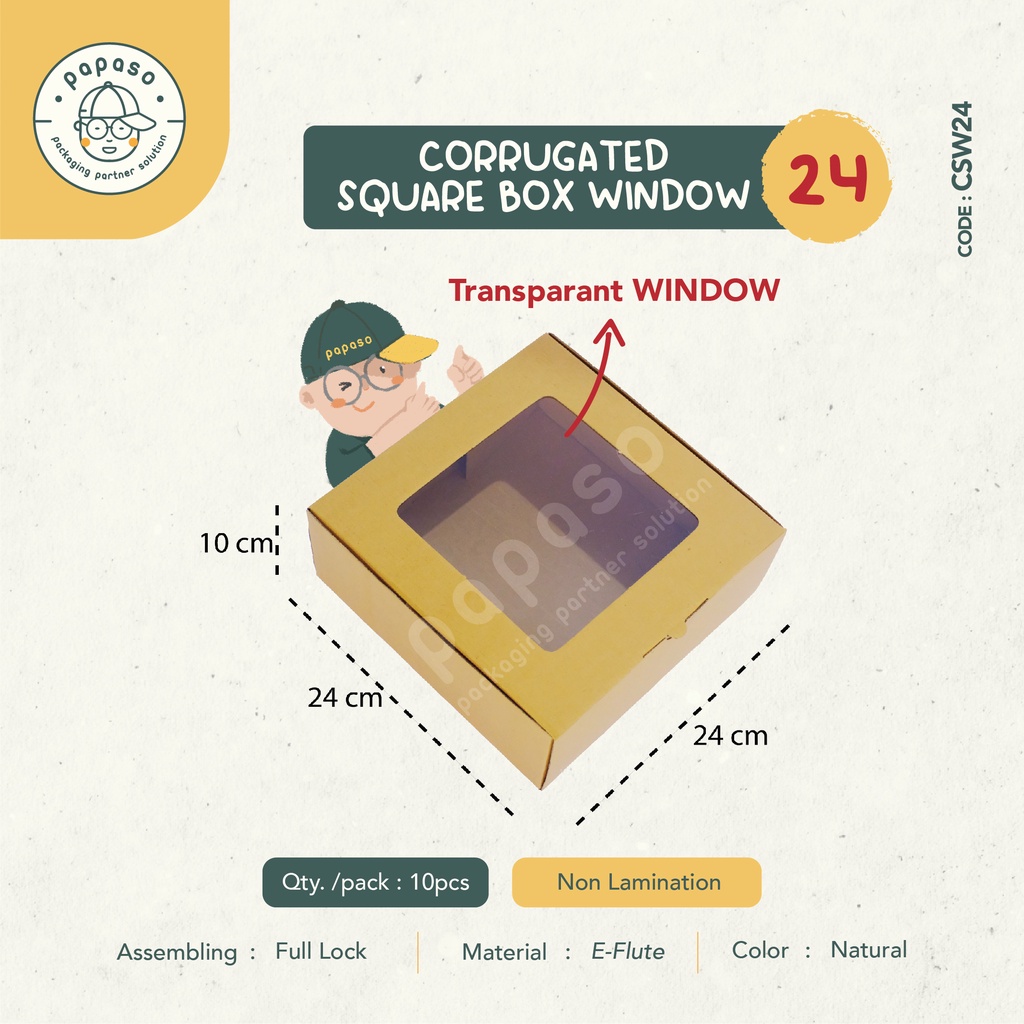 

Dus Box Mika 24x24x10 / Kardus / Corrugated (CSW-24) (Min. Order 1pack/10pcs)