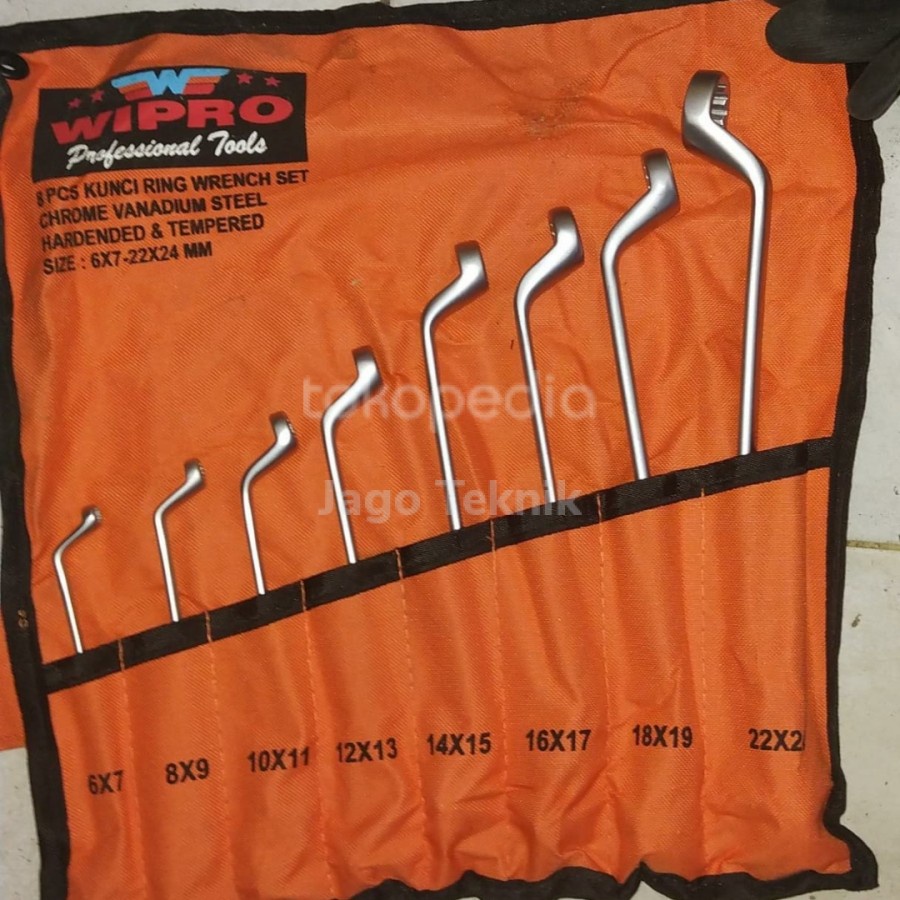 Kunci Ring Set 8 pcs WIPRO satin 6-24mm / Ring Set Wipro 6 - 24 mm