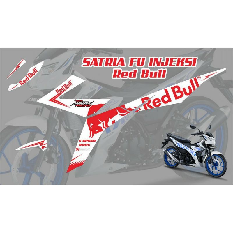Stiker Striping Variasi Satria Fu Injeksi Redbull (putih)