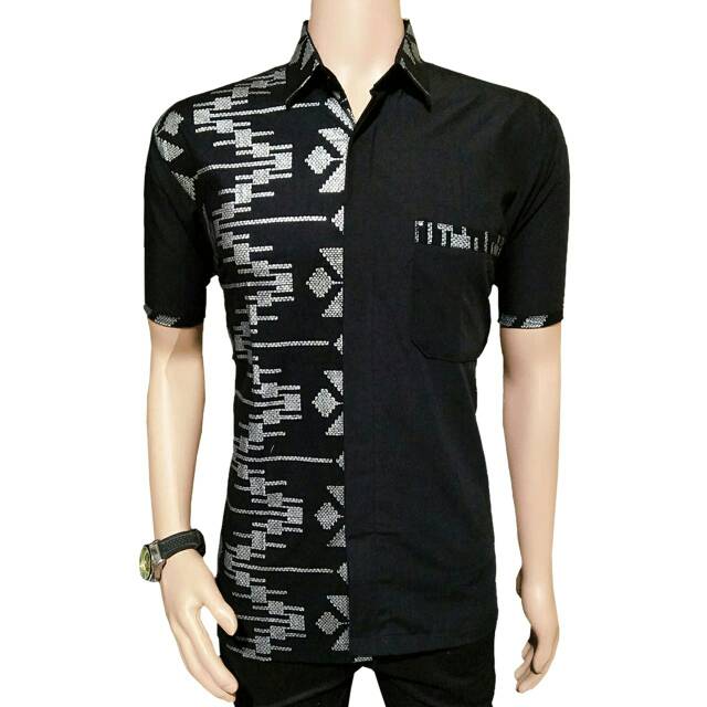 Cuci Gudang Kemeja Hem Pria Kombinasi Songket Pradha Silver Zigzag E3wGYotkwkXJY